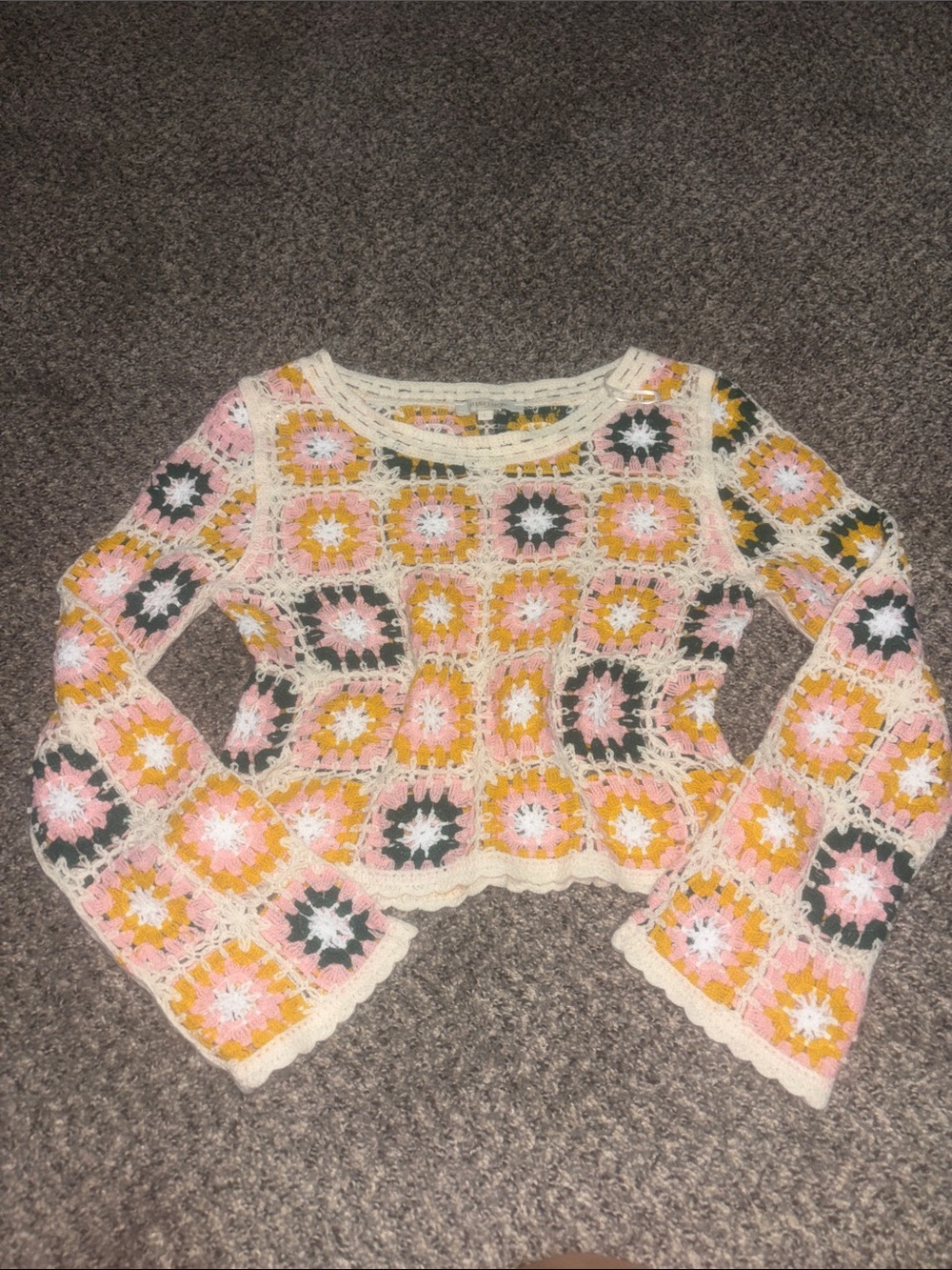 Rebellion Crochet Top - Pink, Mustard & Green